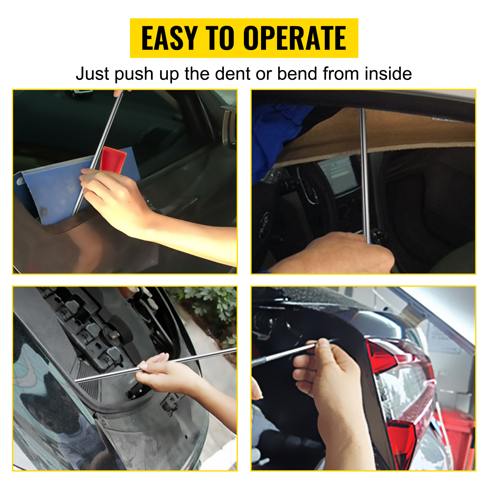 Kit Réparation Bosses Sans Peinture - 4 Outils Acier (21 à 51 Cm) - Débosselage Carrosserie Voiture Non Invasif - 5