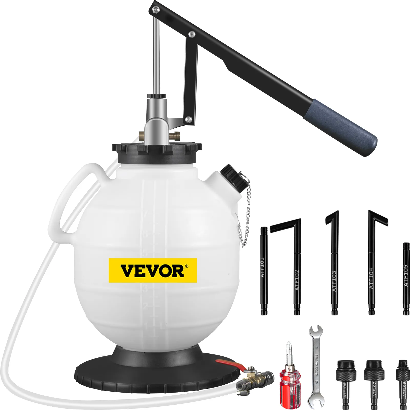 VEVOR transmission fluid pressure bleeder kit with hand pump and accessories.