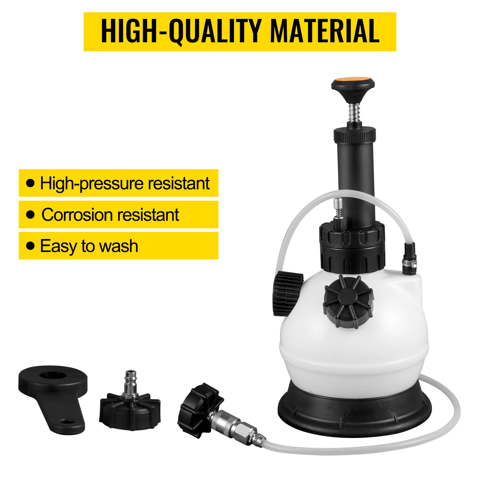 VEVOR brake fluid pressure bleeder with high-pressure, corrosion resistance, and easy to wash.