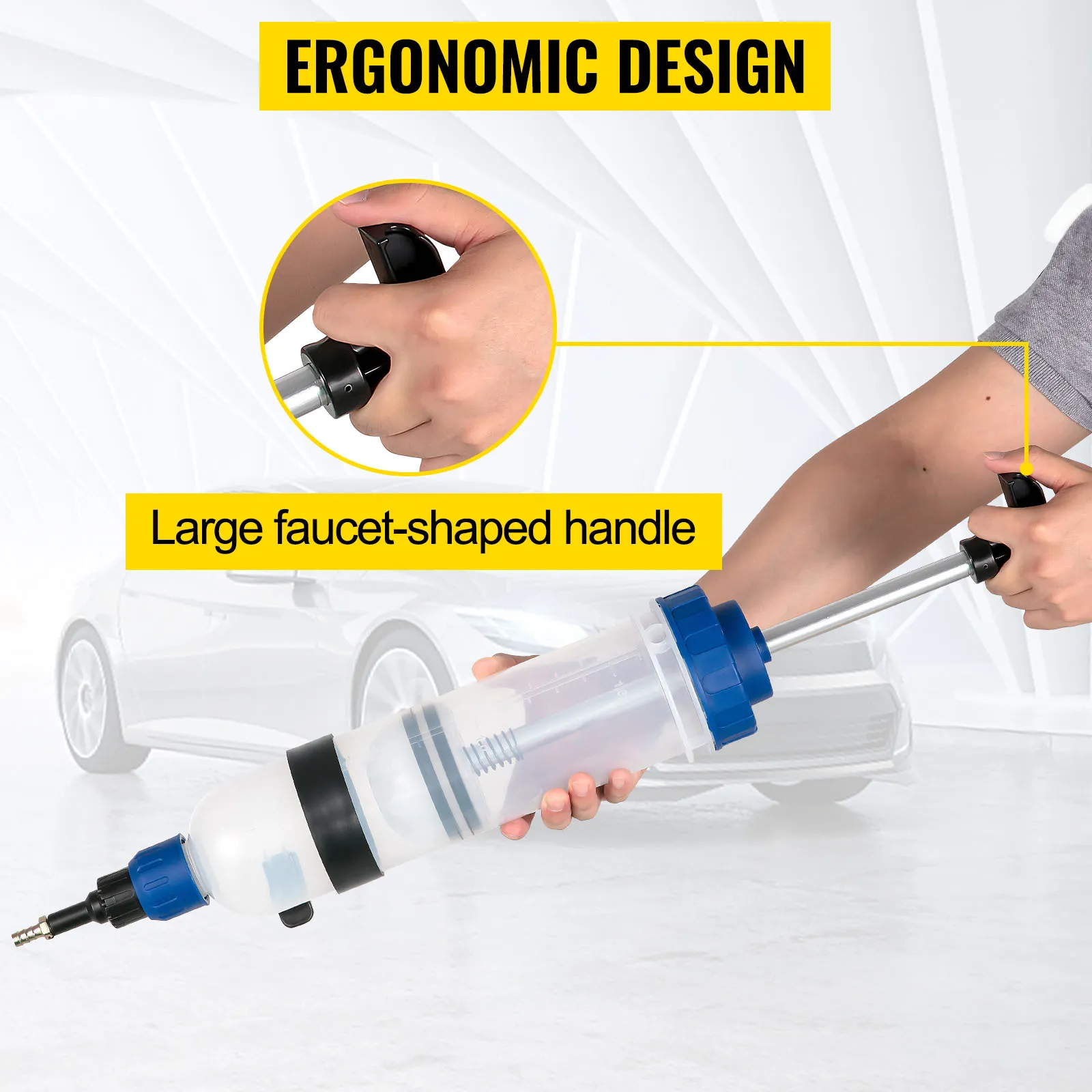 VEVOR transmission fluid pump with large faucet-shaped handle, ergonomic design.