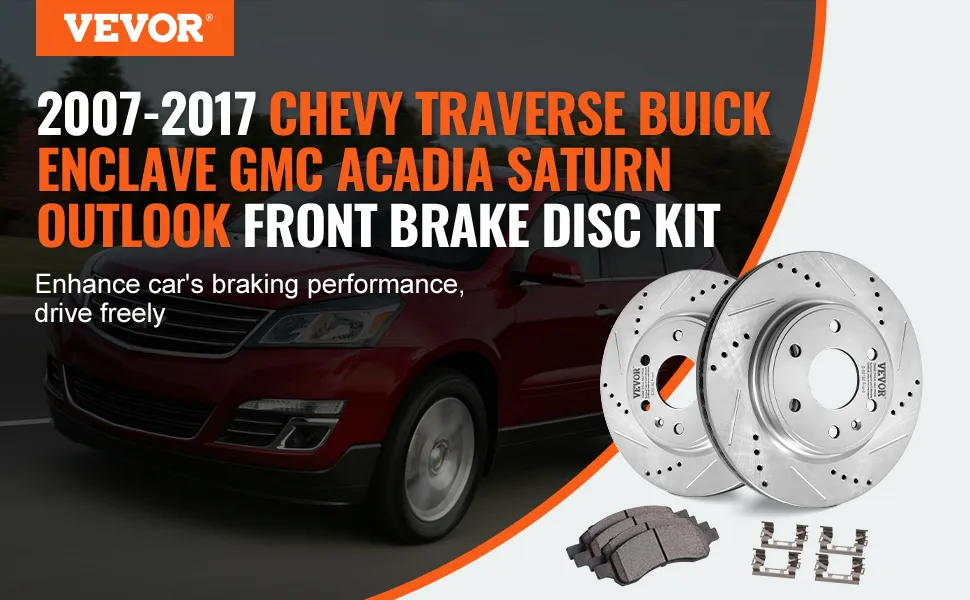 VEVOR brake rotors pads kit for 2007-2017 chevy traverse buick enclave gmc acadia saturn outlook.