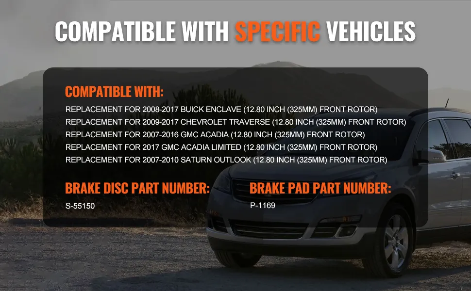 VEVOR brake rotors pads kit compatibility for buick, chevrolet, gmc, and saturn vehicles details.