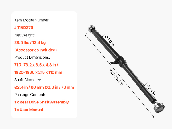 VEVOR Rear Drive Shaft, 71.7
