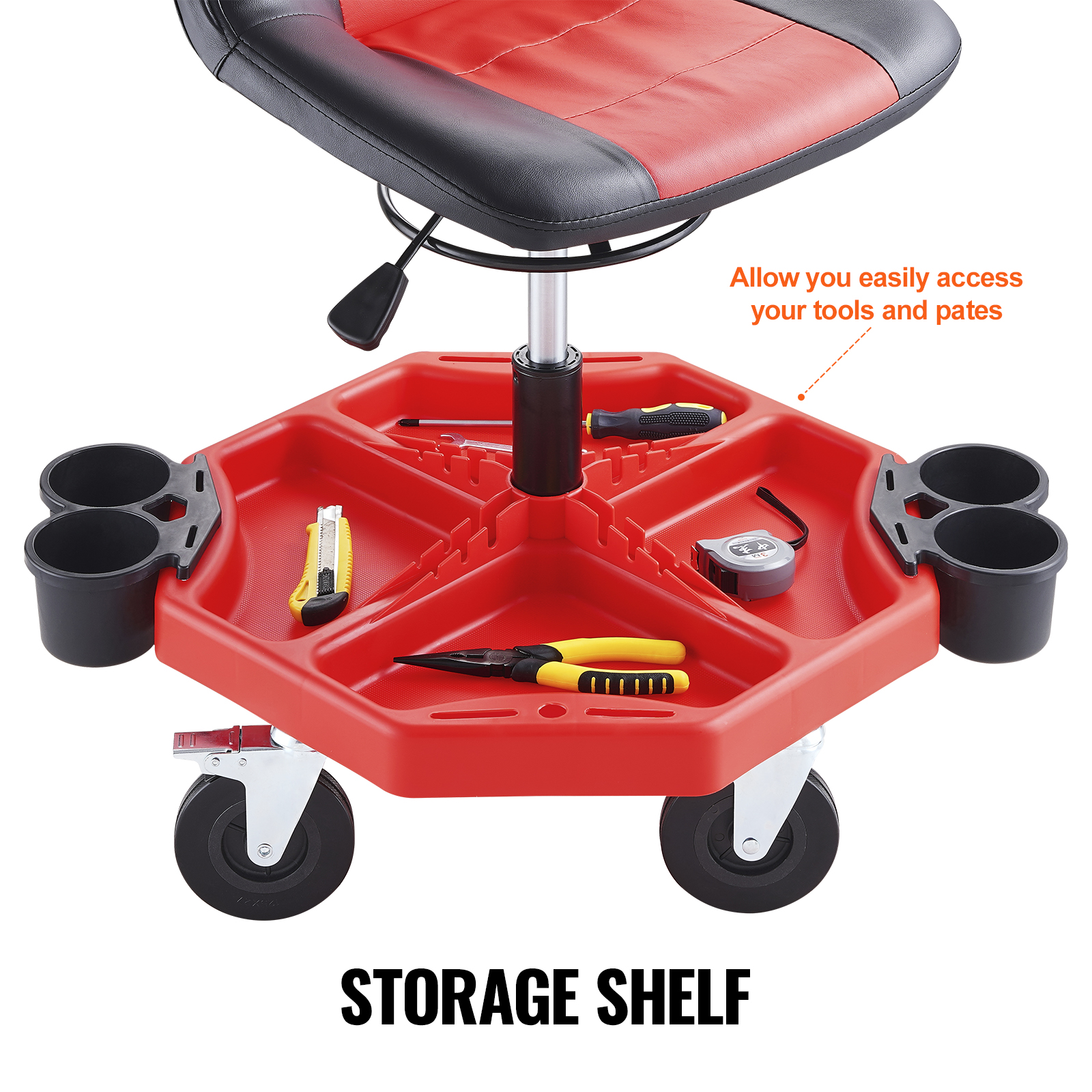 超希少サークルTシャフトバイト VEVOR Rolling Garage Stool 300LBS Adjustable Mechanic Work