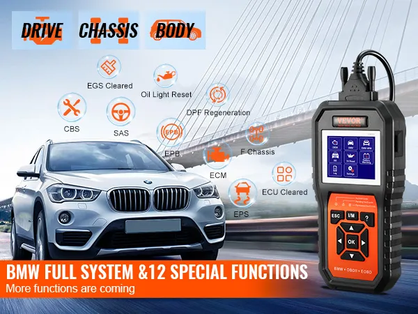 VEVOR bmw obd2 scanner: full system and 12 special functions for bmw diagnostics.