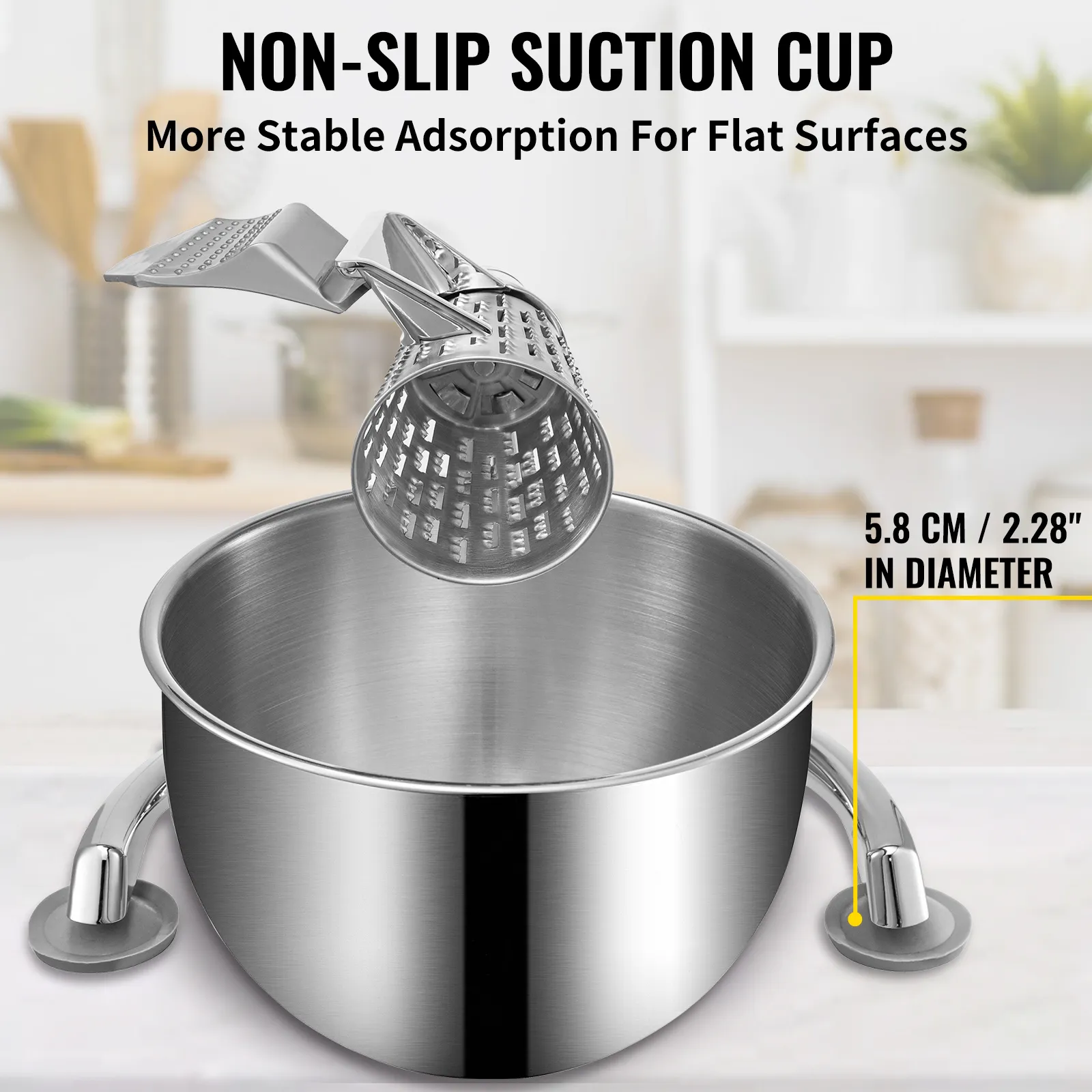VEVOR rotary cheese grater with non-slip suction cup and stainless steel bowl