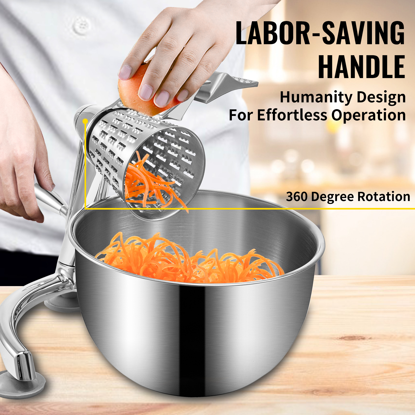 VEVOR Rotary Cheese Grater, Zinc Alloy Rotary Vegetable Mandoline