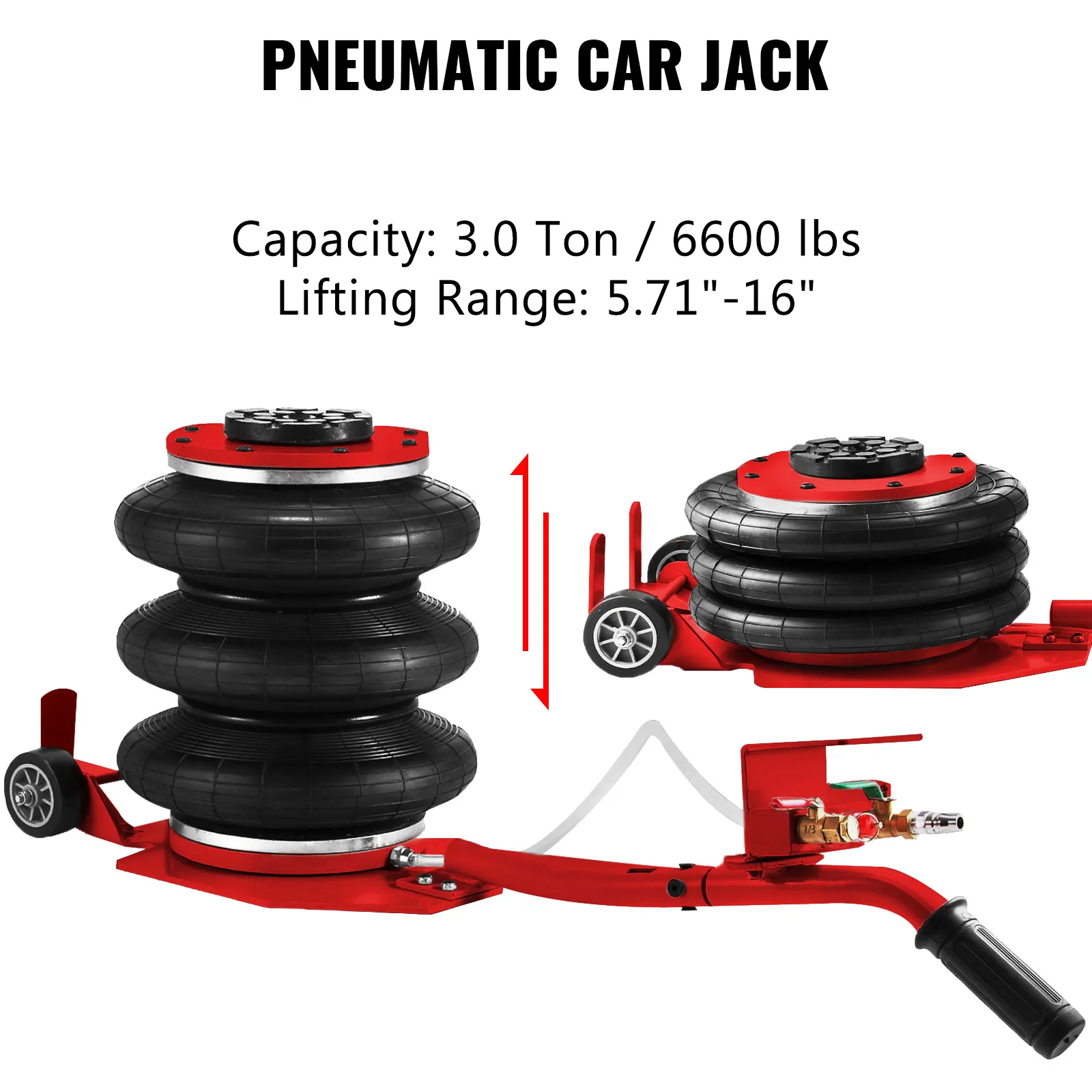 VEVOR Car Frame Puller Set, 6 Ton PSI Air Pump Frame Puller, 10000 PSI Foot-Operated Hydraulic Pump, 3 Ton Air Bag Jack, Auto Body Frame Straightener, with Double-Head Clamps And Casters