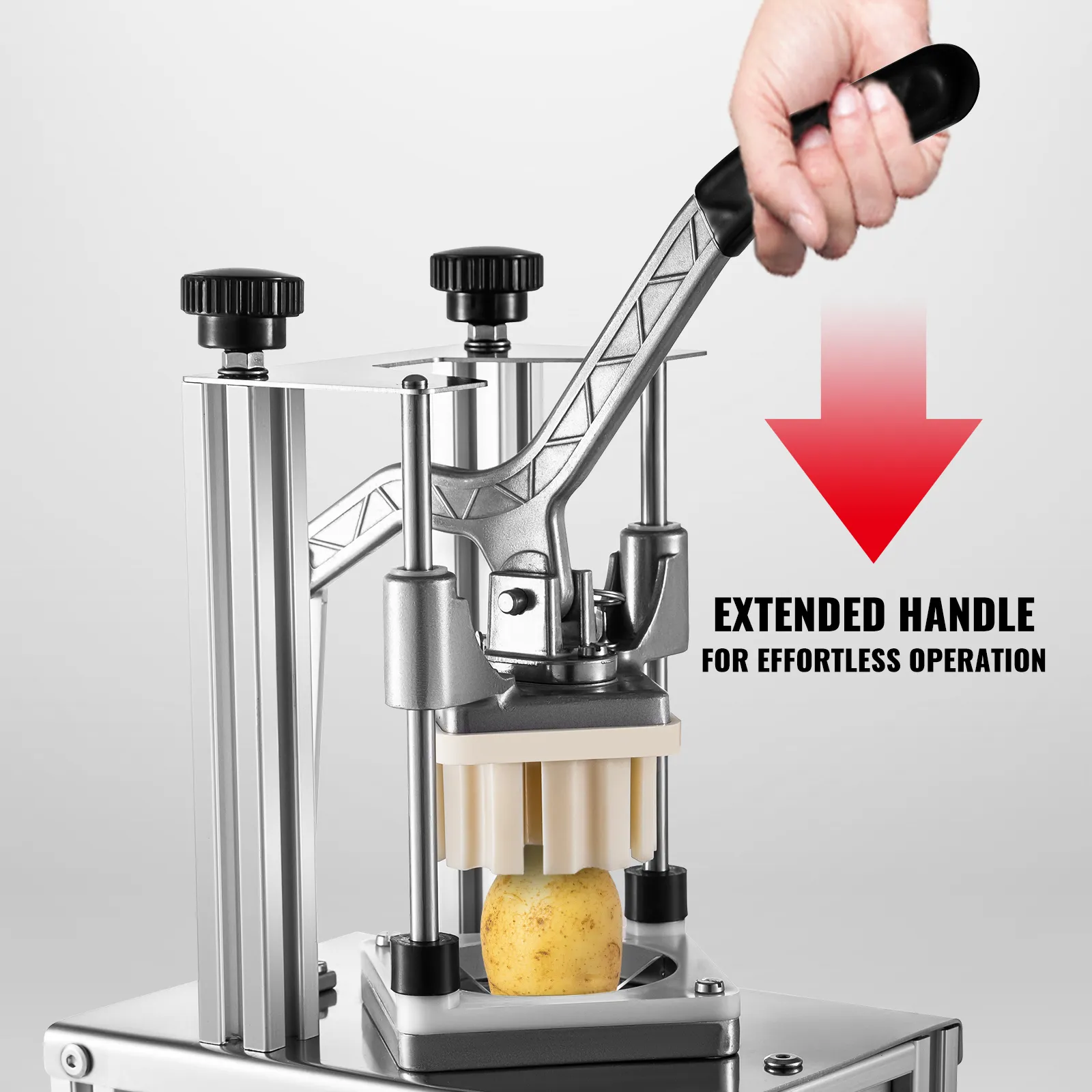 VEVOR french fry cutter with extended handle for effortless operation.