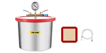 Kit de cámara de vacío VEVOR con manómetro, junta roja y manguera para desgasificación de resina.