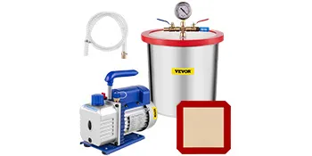 Kit de HVAC con bomba de vacío VEVOR con bomba, cámara, manguera, manómetro y almohadilla.