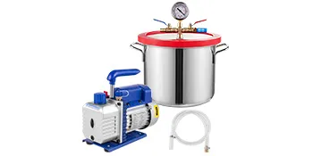 Kit camera di degasaggio sotto vuoto VEVOR con pompa, camera in acciaio inossidabile e manometro.