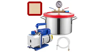 Cámara desgasificadora al vacío VEVOR con bomba, manómetro y tapete de silicona.