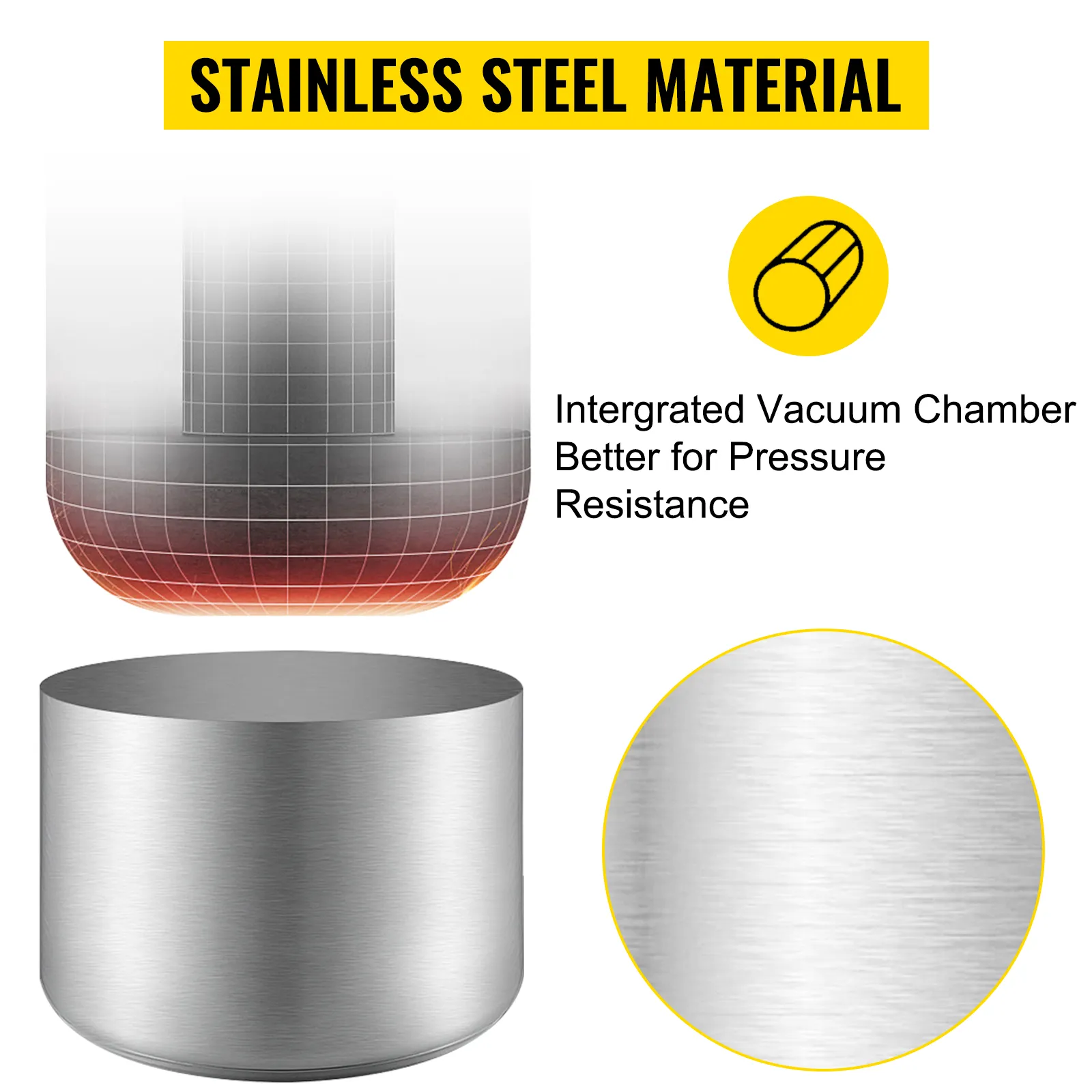 stainless steel VEVOR vacuum chamber with enhanced pressure resistance.