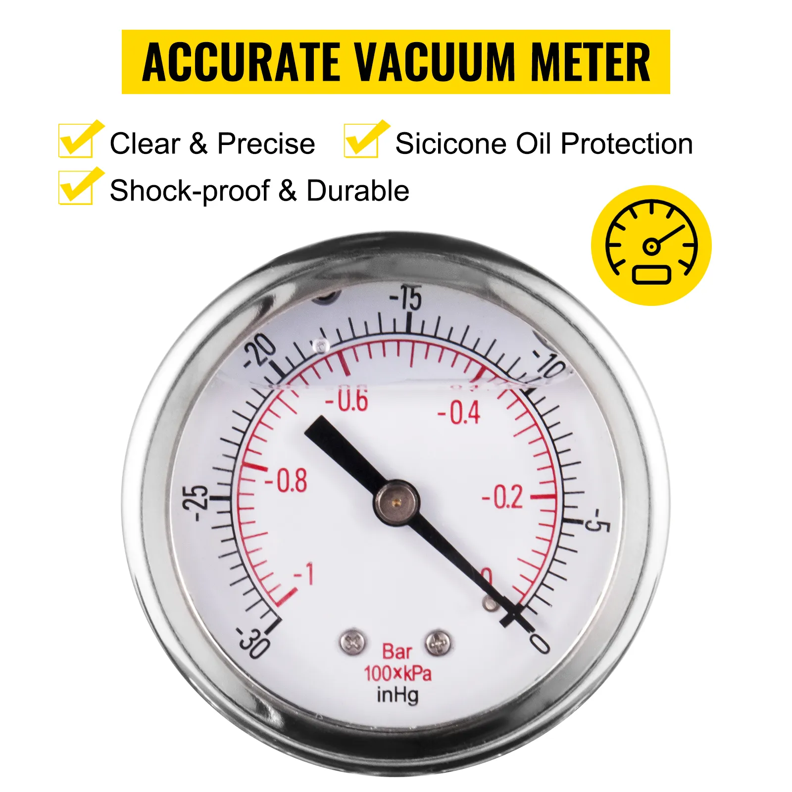 VEVOR vacuum chamber meter with clear, precise display and shock-proof durability.