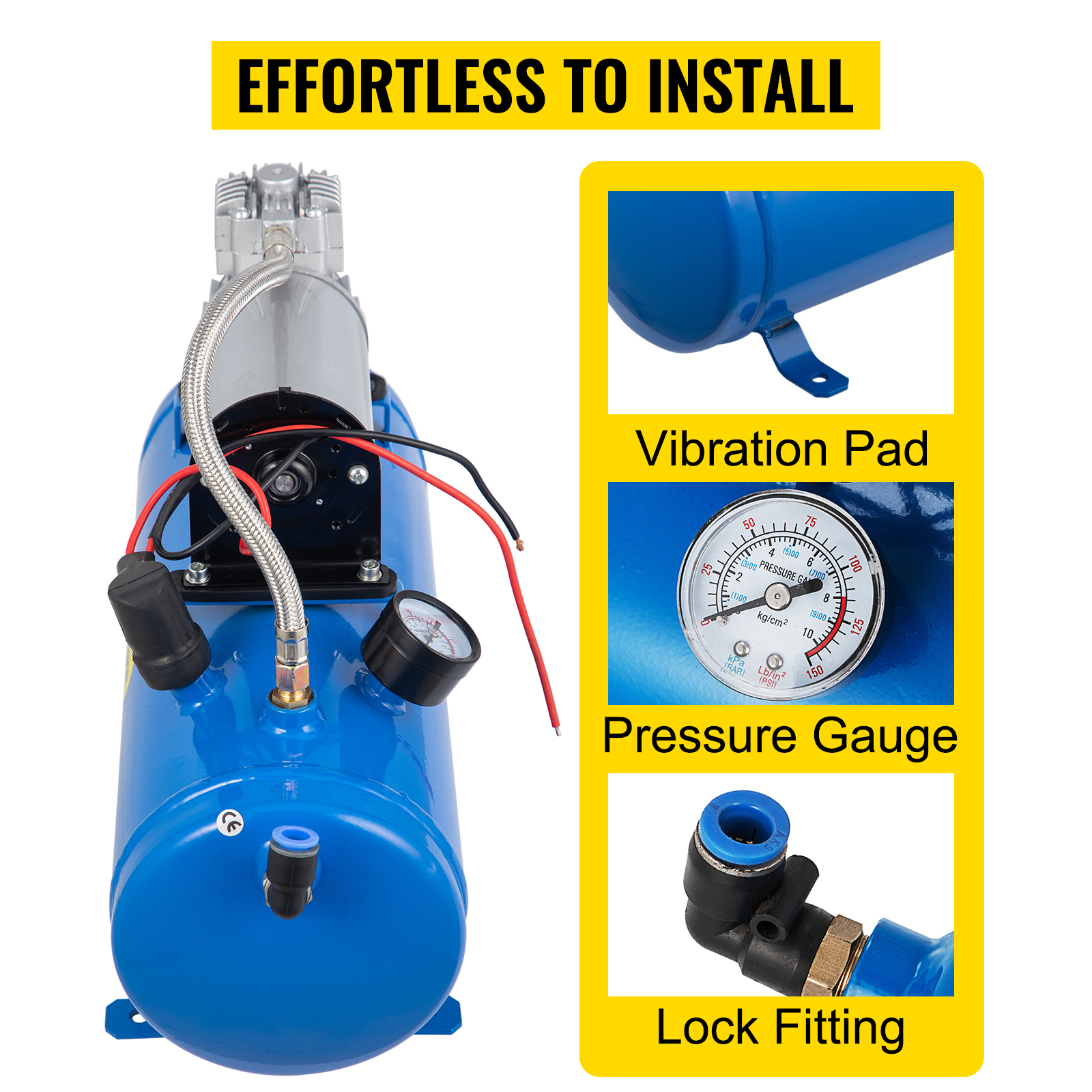 150 PSI DC 12V Air Compressor with 6 Liter Tank for Train Horns