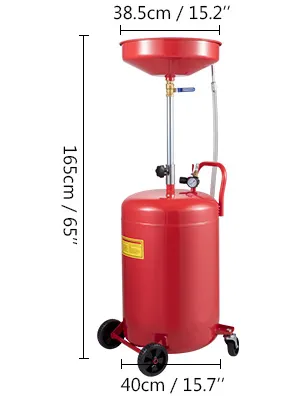 Serbatoio di scarico olio esausto VEVOR, altezza 165 cm, rosso con ruote ed etichette di misurazione