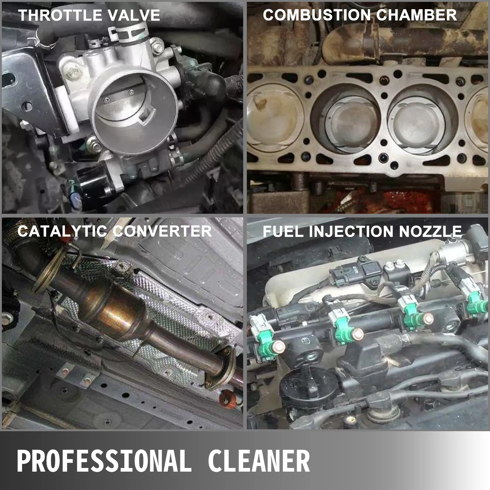 throttle valve, combustion chamber, catalytic converter, and fuel injection nozzle using VEVOR injector cleaner.