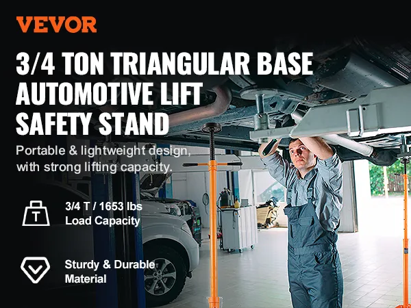 VEVOR underhoist stand used for lifting vehicles, supports 3/4 ton, strong lifting capacity and durability.