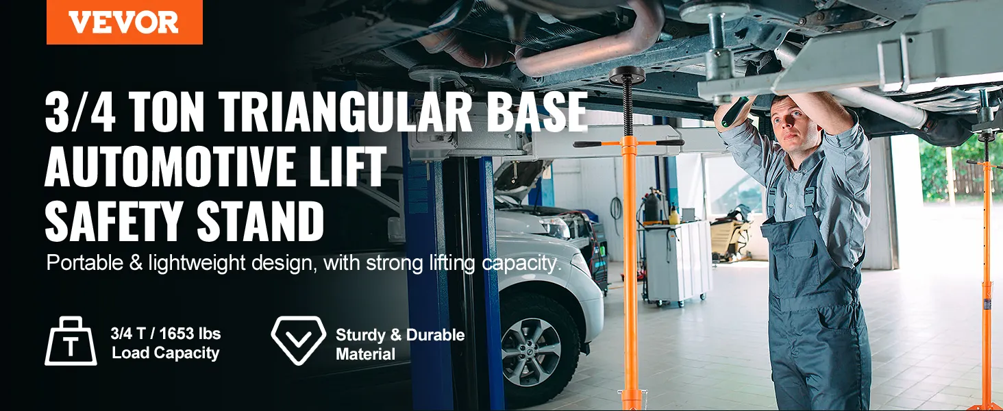VEVOR underhoist stand used for lifting vehicles, supports 3/4 ton, strong lifting capacity and durability.