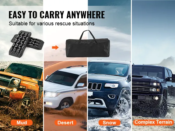 Tablas de tracción VEVOR para barro, desierto, nieve y terrenos complejos con bolsa de transporte portátil.