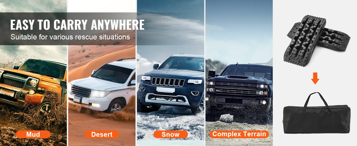 Tablas de tracción VEVOR para barro, desierto, nieve y terrenos complejos con bolsa de transporte portátil.