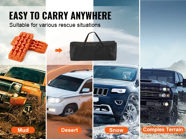 Tablas de tracción VEVOR para barro, desierto, nieve y terrenos complejos con bolsa fácil de transportar.