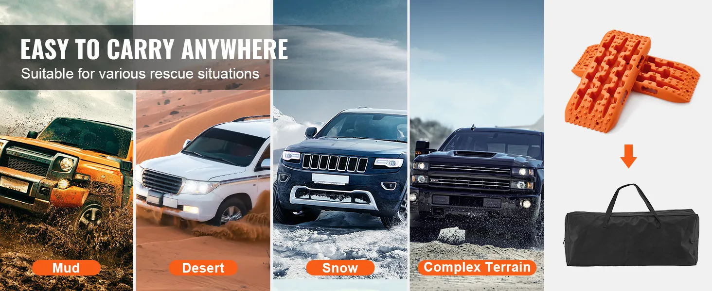 Tablas de tracción VEVOR para barro, desierto, nieve y terrenos complejos con bolsa fácil de transportar.
