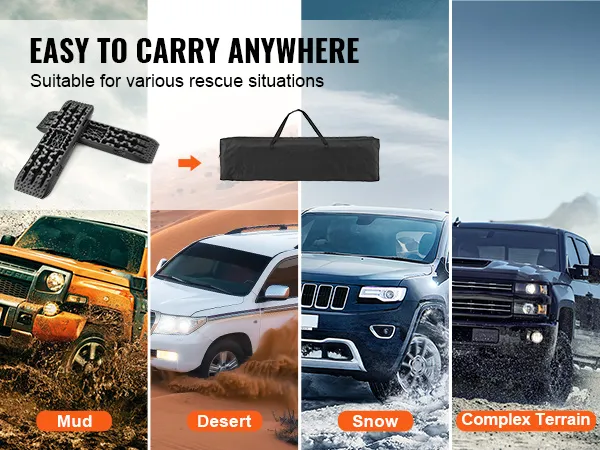 Tablas de tracción VEVOR para barro, desierto, nieve y terrenos complejos, fáciles de transportar con bolsa de almacenamiento.