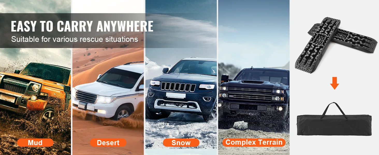 Tablas de tracción VEVOR para barro, desierto, nieve y terrenos complejos, fáciles de transportar con bolsa de almacenamiento.