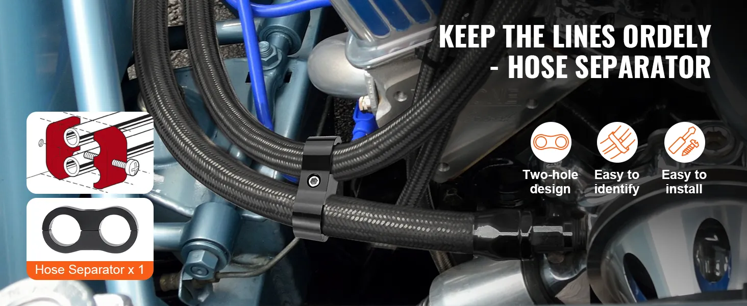 VEVOR fuel line kit with hose separator, showcasing easy installation and two-hole design.
