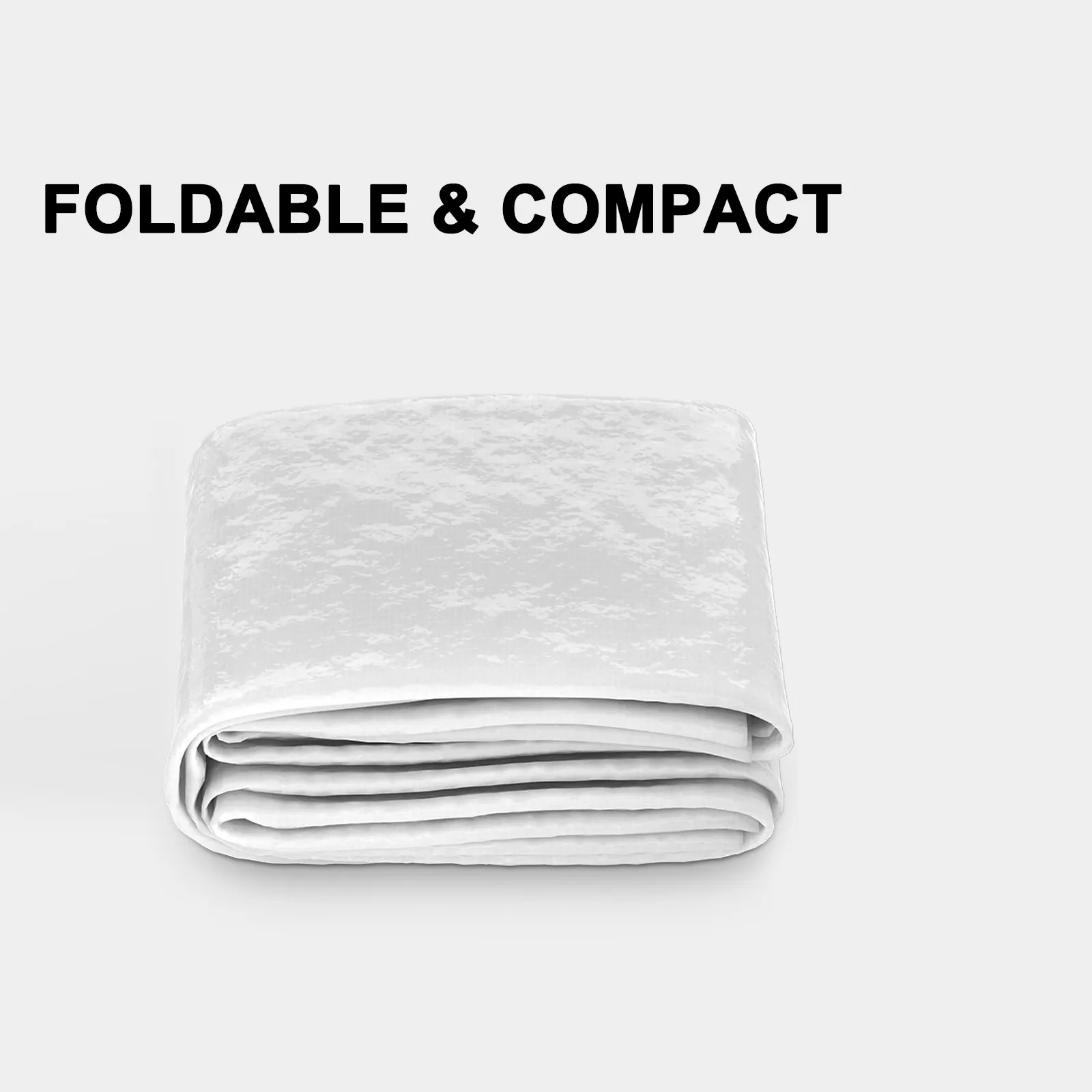 Marquesina para cochera VEVOR plegada con el texto "plegable y compacto" sobre un fondo blanco.