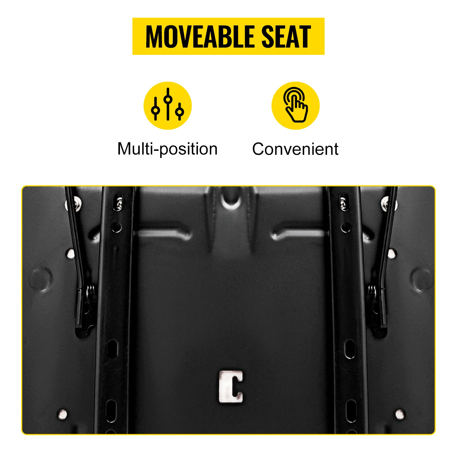 Asiento de carretilla elevadora VEVOR móvil con múltiples posiciones y ajustes convenientes.