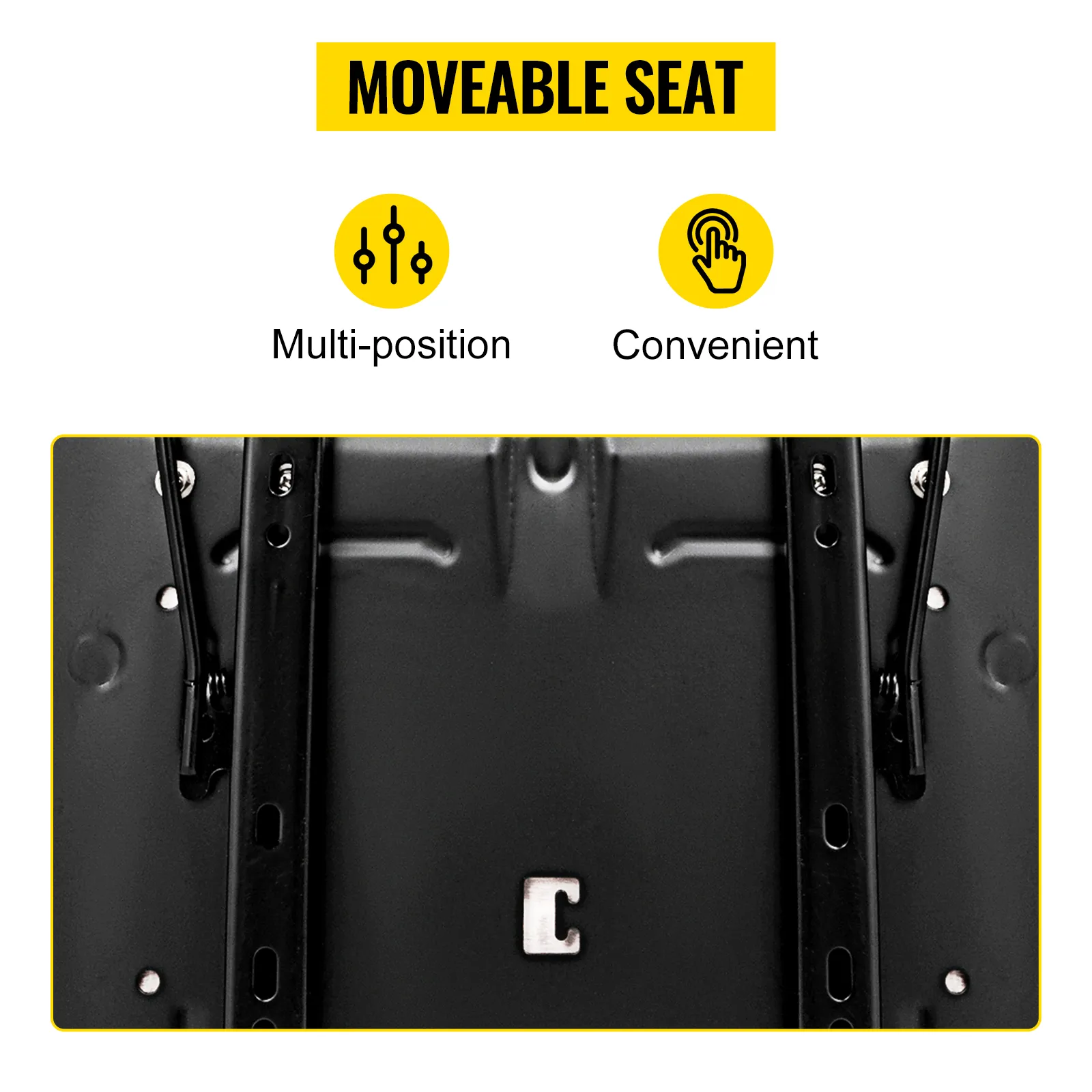 VEVOR forklift seat with multi-position adjustments and convenient features.
