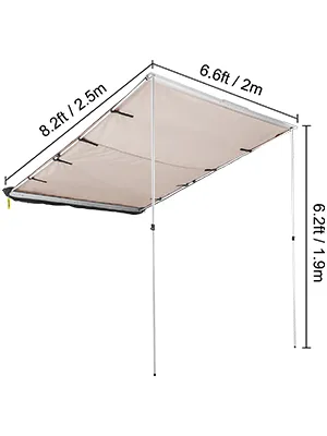 Speed Daddy 6.5'x9.8' Rooftop Pull-Out Car Awning – Camping, SUV, Truck Side Shade – Waterproof & UV Resistant