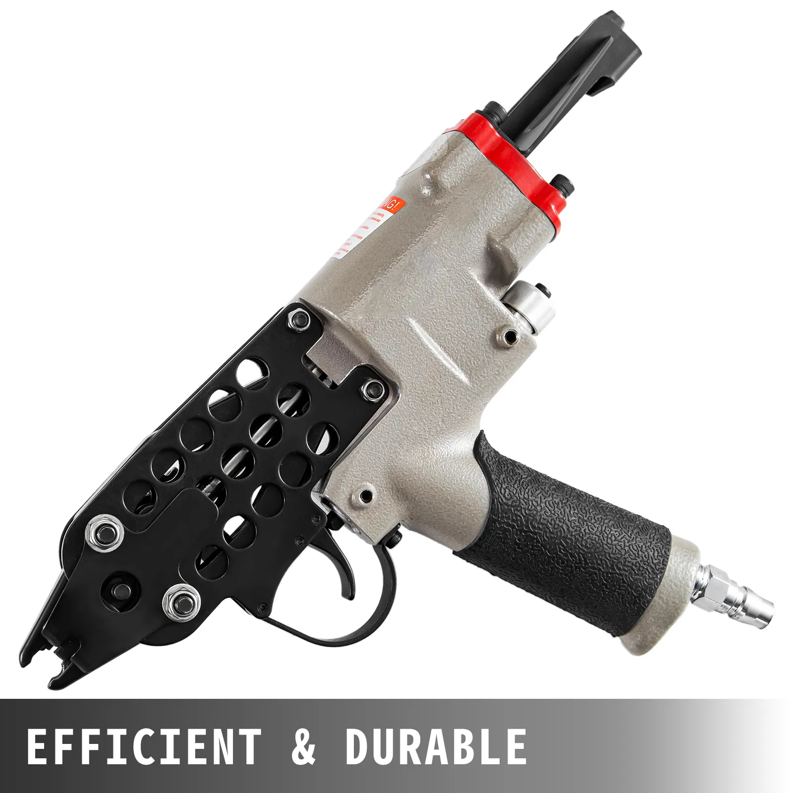 VEVOR hog ring stapler on grey backdrop with text "efficient & durable".