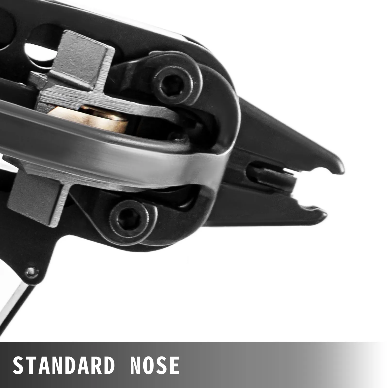 close-up of VEVOR hog ring stapler with standard nose design.