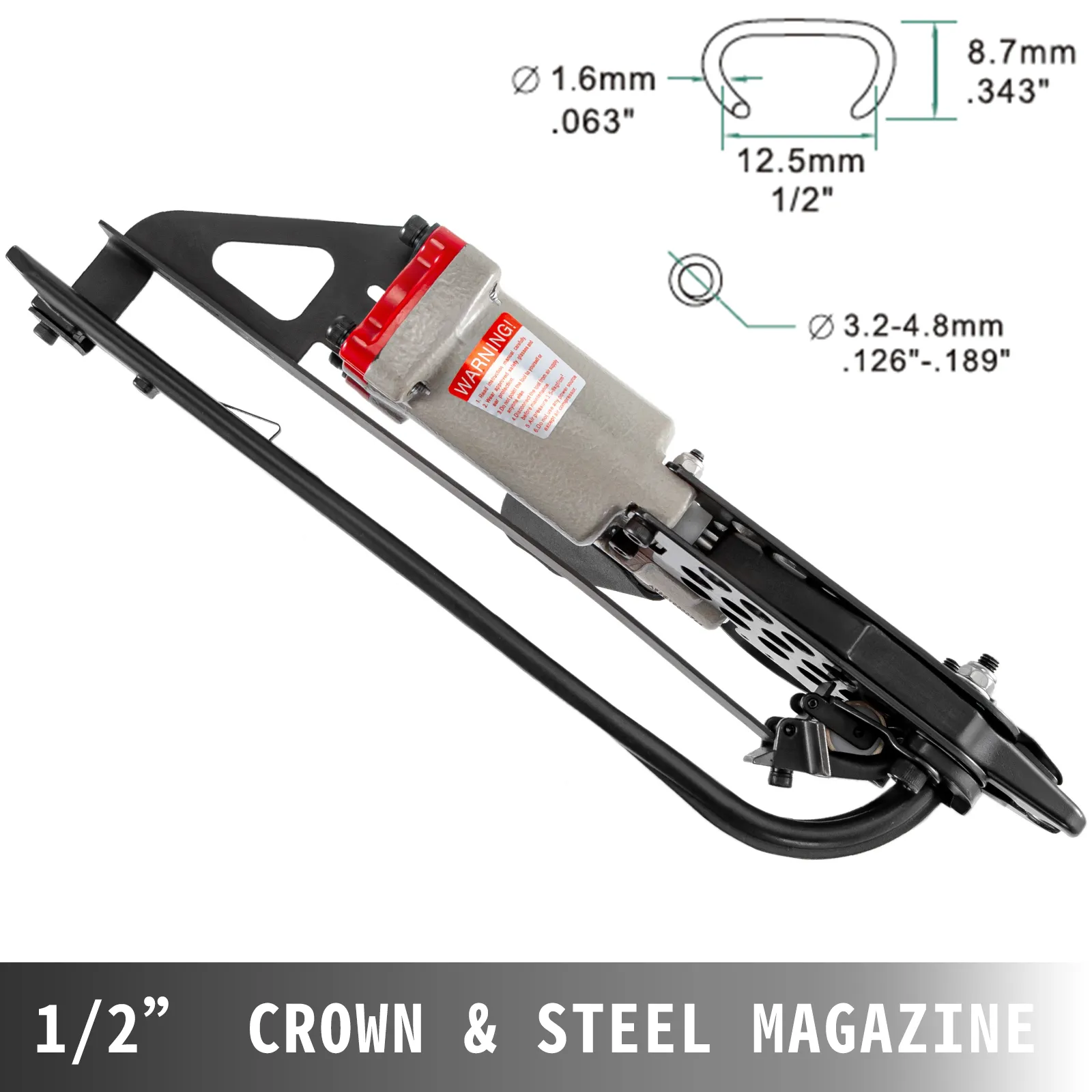 VEVOR hog ring stapler with 1/2" crown and steel magazine
