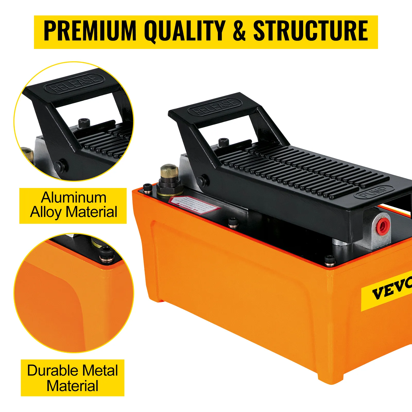 VEVOR air hydraulic pump with aluminum alloy and durable metal construction. premium quality.