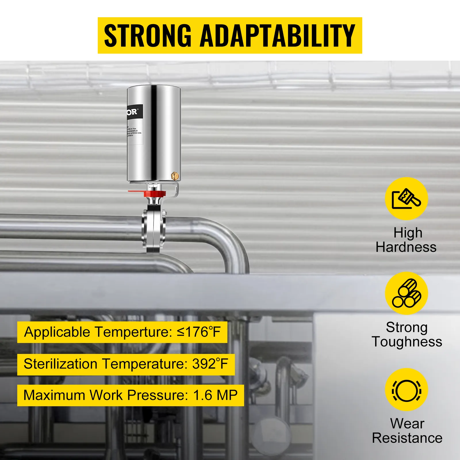 Válvula de mariposa neumática VEVOR de alta dureza y fuerte adaptabilidad.