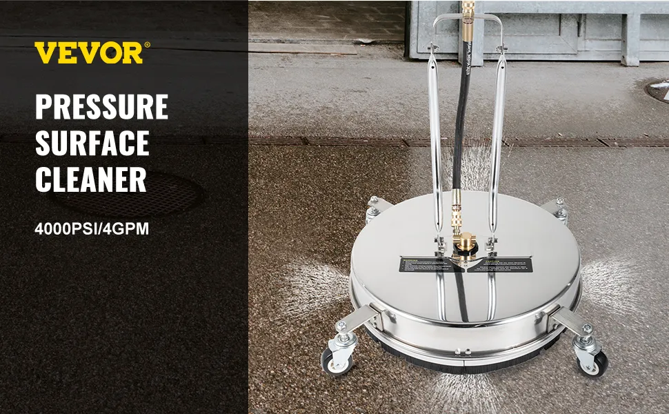 VEVOR surface cleaner with 4000psi/4gpm cleaning a concrete surface.
