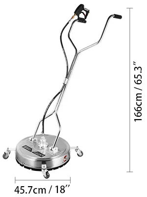 VEVOR surface cleaner with handle, 45.7cm diameter, and 166cm height.