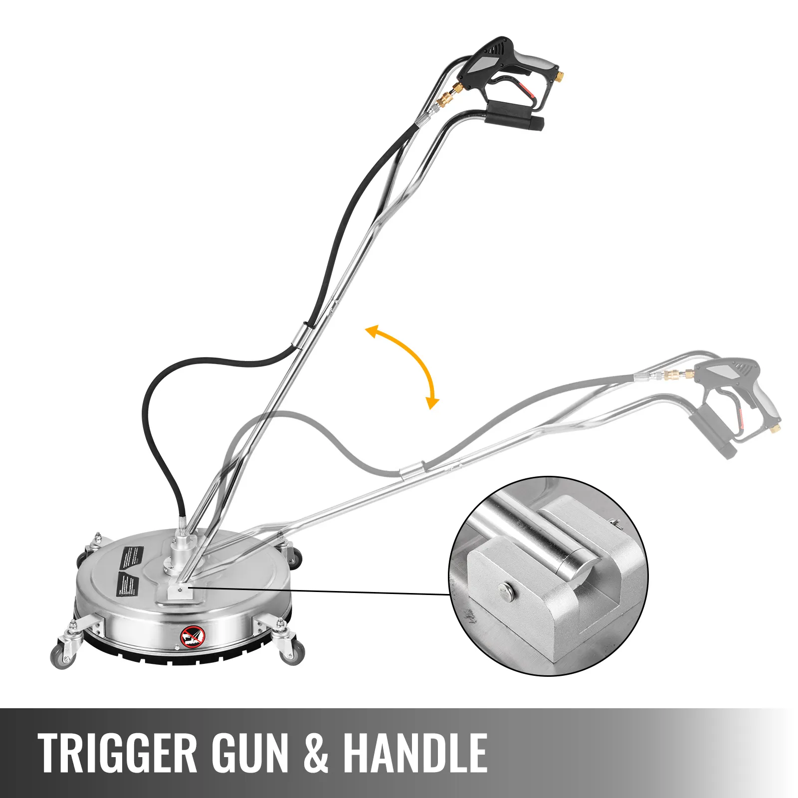 VEVOR surface cleaner with adjustable trigger gun and handle on wheels.