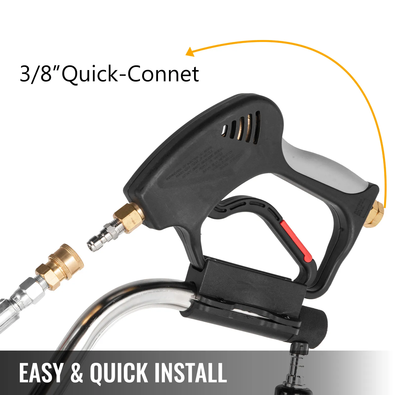 VEVOR surface cleaner handle with 3/8" quick-connect and "easy & quick install" label.