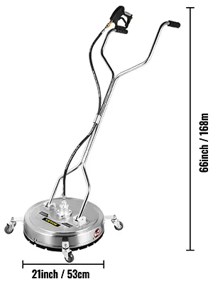 VEVOR pressure washer surface cleaner, 21-inch base with handle, 66-inch height.