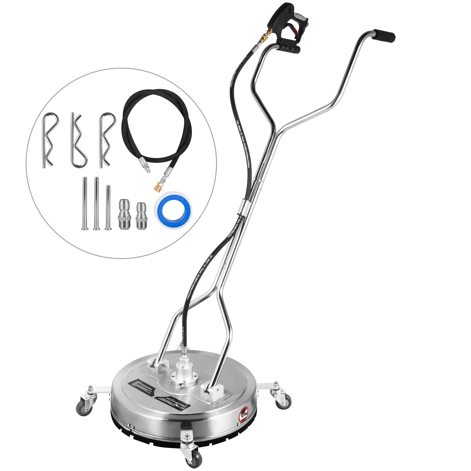 VEVOR pressure washer surface cleaner with attachments and accessories.