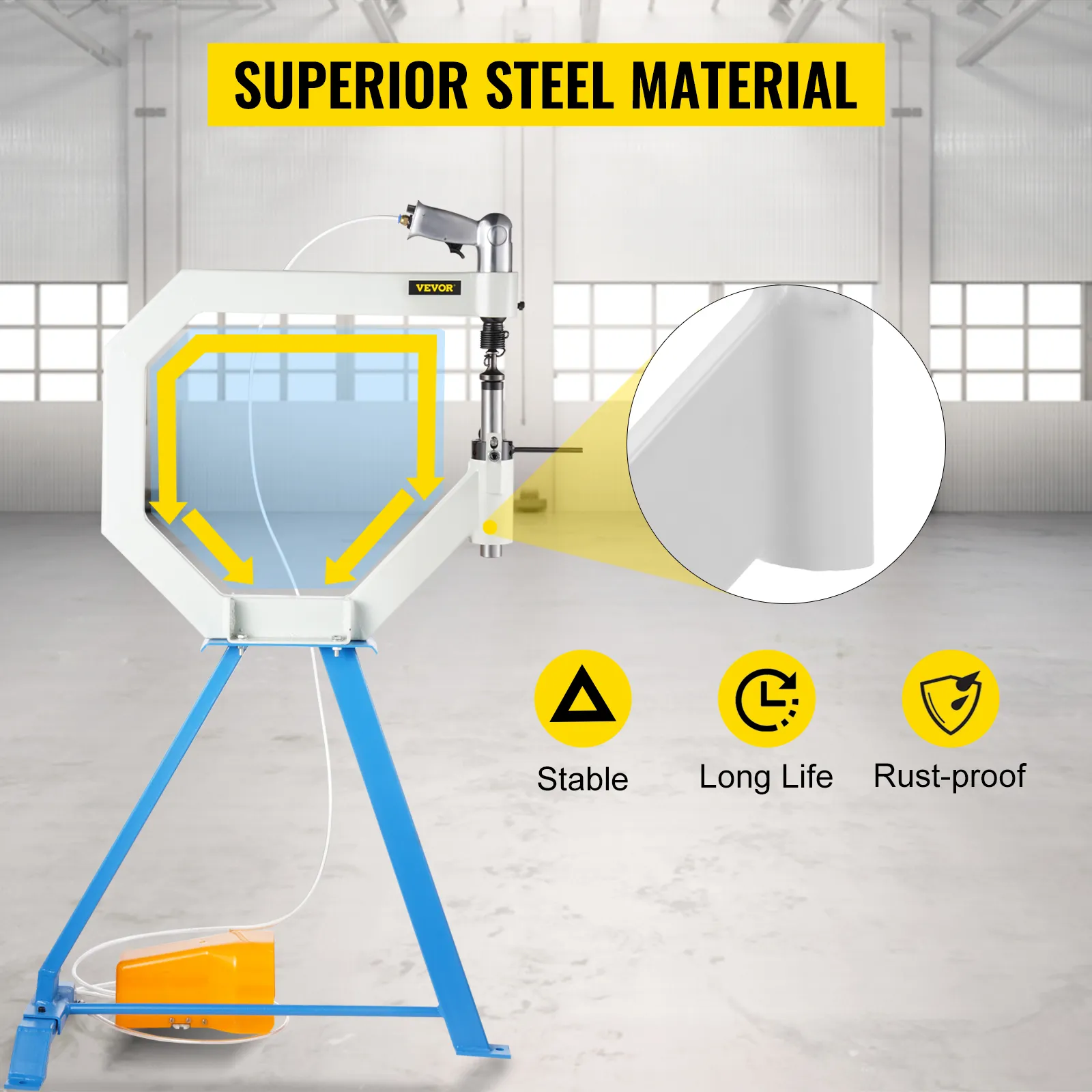 VEVOR planishing hammer with superior steel material, stable, durable, and rust-proof.