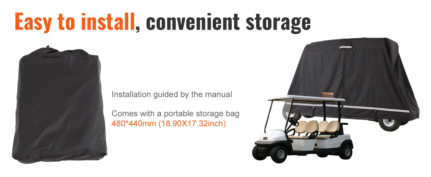Pokrowiec na wózek golfowy VEVOR z przenośną torbą do przechowywania, łatwy w montażu, zapewniający wygodne przechowywanie.