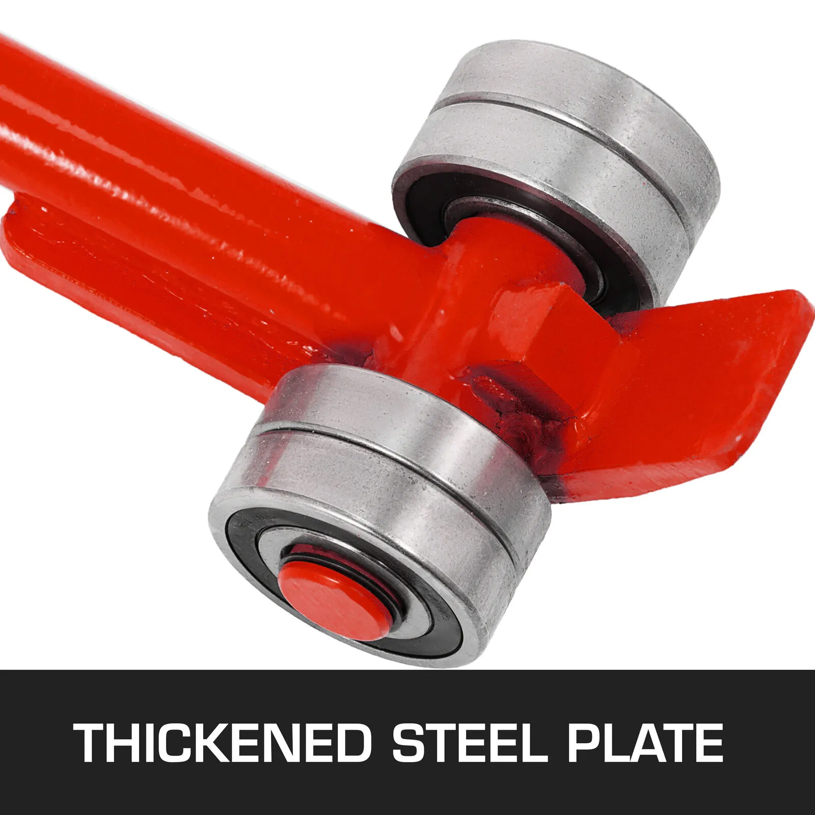 red VEVOR prylever bar with thickened steel plate and dual roller wheels.