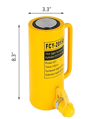 yellow VEVOR hydraulic cylinder jack with dimensions 8.3" x 3.3".